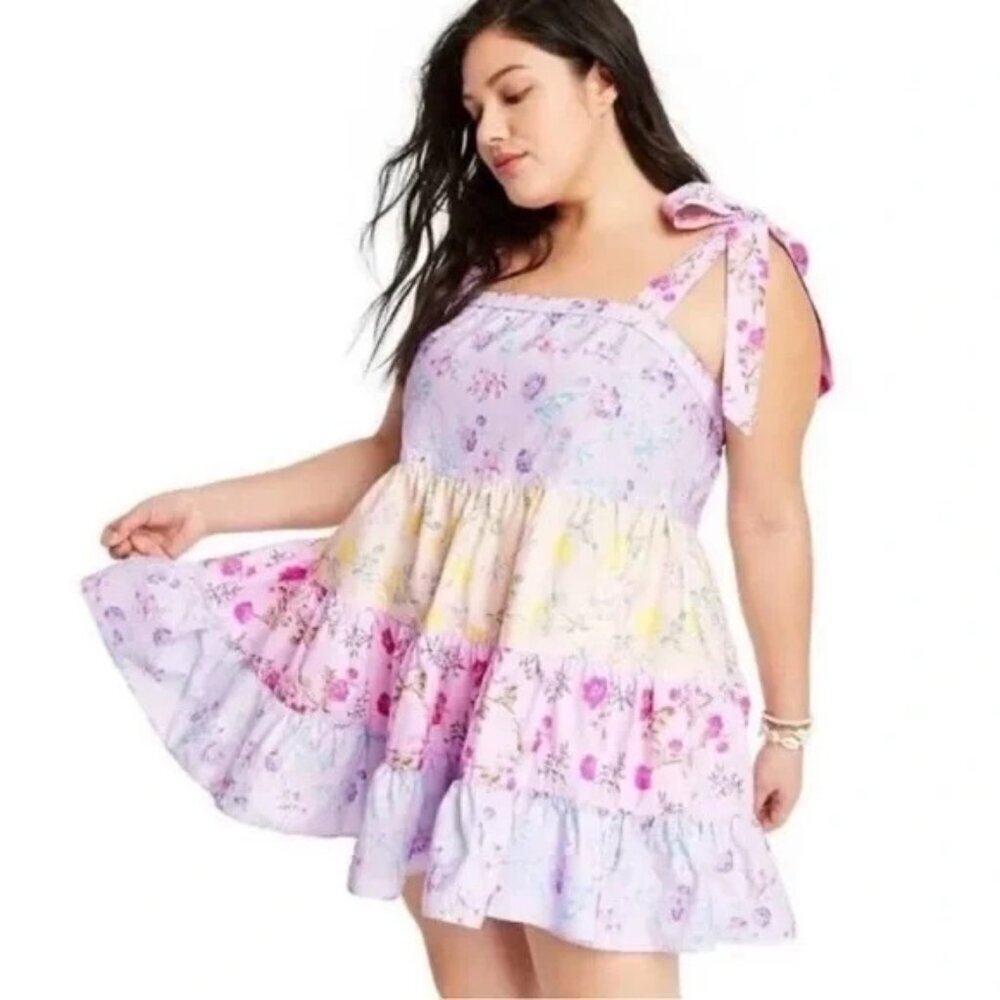 NWT LoveShackFancy x Target Jeanne in Mixed Floral Sleeveless Tiered Dress M - Picture 5 of 7